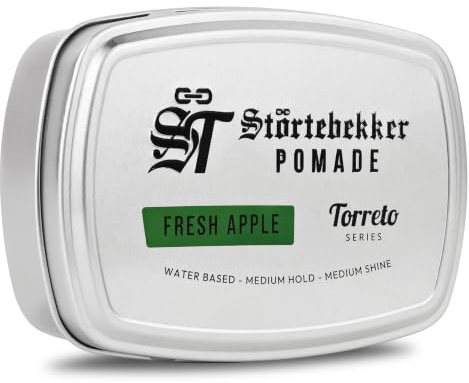 Störtebekker® Premium pomade vattenbaserad fräsch äpple – pomade herr Torreto Series – medelstort grepp – medelglans – hårvax 125 ml – barbershop hårpomad – hårstyling tillverkad i Tyskland