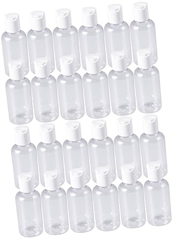 CANIGHT 24pcs Refillable Shampoo and Lotion Travel Bottles Lightweight Odorless Containers for Face Wash Body Wash and Creams Random Color Caps for Easy Organization