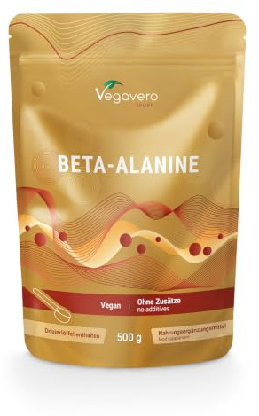 Beta Alanina Polvo 100% Pura | Alta Dosis Pre Entreno para 6-16 meses | Energía y Resistencia para Máximo Rendimiento l Con Cuchara Dosificadora | Vegano, Sin Aditivos, No GMO | Vegavero