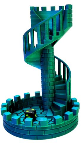 drunkLY - 3D Würfelturm für das perfekte Würfelerlebnis, perfekt für RPG, Miniaturspiele und Brettspiele, mit Würfel - Geschnek Idee (Metallic grün/blau)