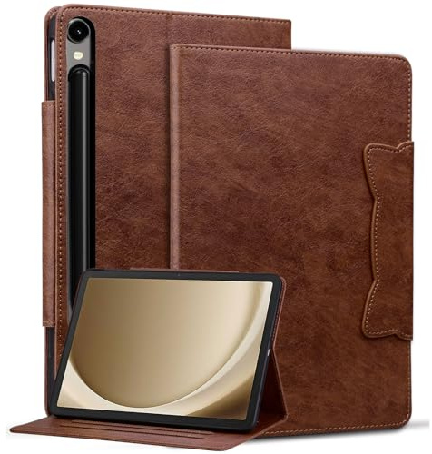 Mldjomid Custodia Tablet per Samsung Galaxy Tab S10 Ultra/Tab S9 Ultra/Tab S8 Ultra 14.6 Cover Protettiva, Cover Business Flip in Pelle PU con Slot per Schede e Funzione Stand,Fibbia Gatto Marrone