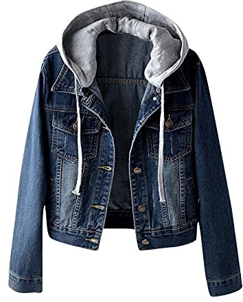 Giacca da donna vintage in jeans casual con cappuccio, abbottonatura a maniche lunghe, tasca in denim invecchiato, per ragazze adolescenti Giubbotto Donna Invernale Giacche Autunnale Donna