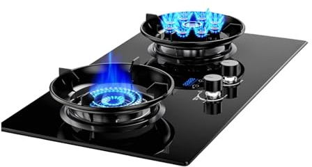 Cuisinière À Gaz, Cuisinière À Gaz Intégrée Avec 2 Brûleurs, Minuterie À Feu Élevé À Neuf Cavités De 5,2 KW, Cuisinière À Conversion Gaz/gaz LP, Avec Protection Contre L'extinction, For À Domicile(NG)