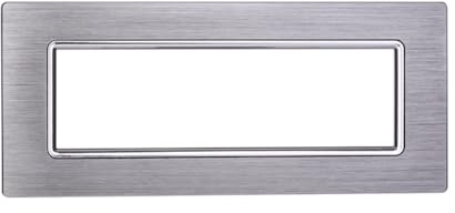 PLACCHE IN ALLUMINIO, 7 MODULI/POSTI, COMPATIBILE CON BTICINO LIVING, COLORE ARGENTO LUCIDO, ALTA QUALITA', STILE ELEGANTE E MODERNO, SERIE SPACE, PLACCA PER INTERRUTTORI/PRESE, SERIE CIVILE