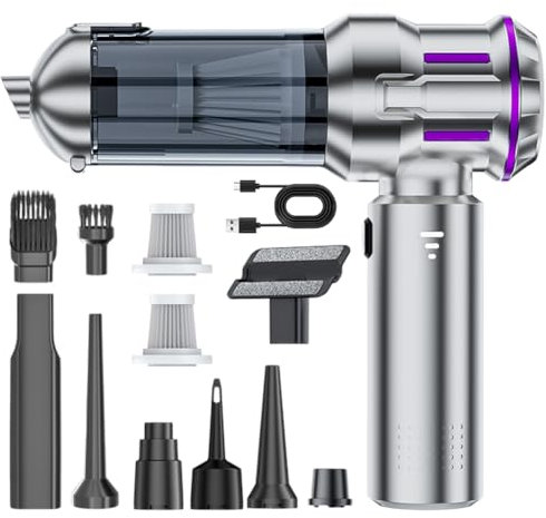 Peelanmall Aspiradora inalámbrica 22000 PA, alta potencia, 4 en 1, 3 marchas, 220000/80000 rpm, filtro HEPA lavable