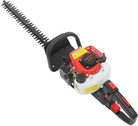 2 Stroke 180° Rotatable Long Reach Petrol Hedge Trimmer With Twin Blade Motor Trimmers Cordless Handle Cutter Pole Pruner Double Sided Air Cooled Cutting Easy Starting Blades Brush Powered 22.5Cc