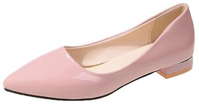 Ballerinas Women's Patent Balerina Shoes Flat Women's Shoes Ballerina Slip On Pointed Shoes Mary Jane Shoes Loafers Elegant Ballerina Shoes Pumps Dress Shoes Wedding Shoes Traditional Shoes, pink, 9