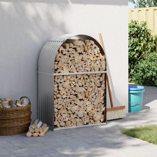 NQJIBUE Porte-bûches en acier galvanisé, gris clair, 80 x 45 x 120 cm, accessoires pour cheminée et poêle à bois, porte-bûches et supports