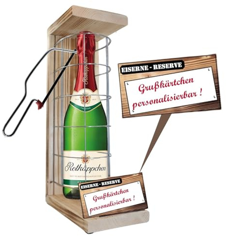 Personalisierte Geschenke zur Jugendweihe Geschenkidee - Eiserne Reserve Gitter Text rot Rotkäppchen Sekt (1 x 0.75 l) incl. Notsäge - Jugendweihe Geschenk