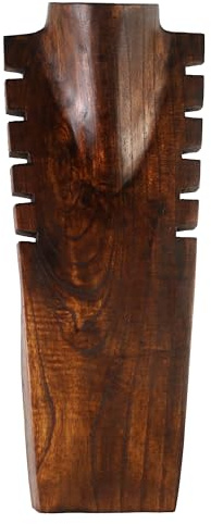 Tokoindah Handgefertigte Schmuckbüste aus Holz 40 cm – Kettenständer & Kettendisplay für mehrere Halsketten – Massiv, stabil– Ideal für Messe, Laden, Schaufenster & Zuhause (Braun)