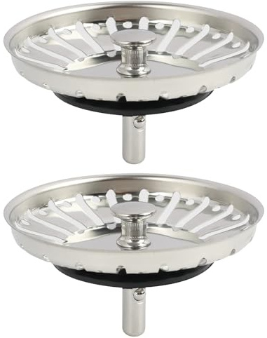 2PCS Upgraded Kitchen Sink Plug Strainer, Hole Diameter 84mm, Durable Stainless Steel Drain Stopper for Food and Hair Catcher - Replacement Sink Plug for Uk Sinks
