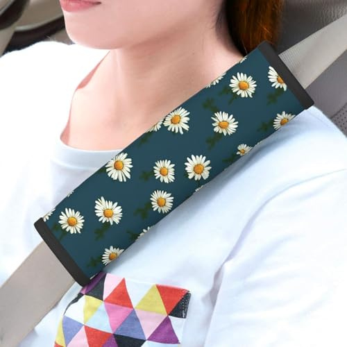 QMNSEHF 2 cuscinetti universali per cinture di sicurezza auto, copertura per cintura di sicurezza piccola margherita, cuscinetti per cintura di sicurezza, accessori interni auto