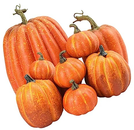 TOPBATHY 8piezas Decoración De Calabaza Artificial para Halloween Adorno De Calabaza De Escritorio De Accesorio De para Casa Simulada para Fiesta De Acción De Gracias