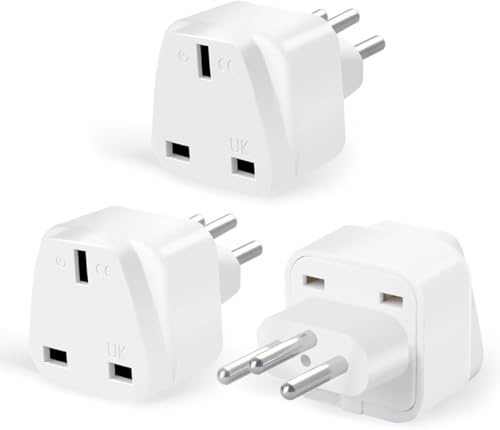 3- PACK UK to Swiss Plug Adapter,SHUOMAO UK to Switzerland Travel Adaptor,Switzerland Power Plug Adapter for Swiss, Jordan, Liechtenstein, Madagascar, Rwanda (Type J)