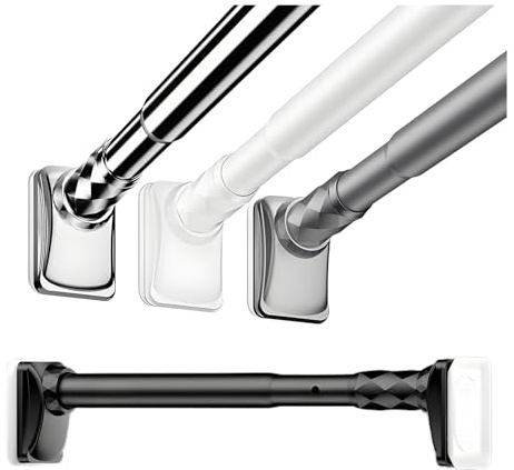 Duschvorhangstange 40-500cm ohne Bohren, Ausziehbar Vorhangstange Verstellbar Teleskopstange Gardinenstange Duschstange für Badezimmer Kleiderschrank Trennwand(Weiß,3.6-4.5m/142-177)