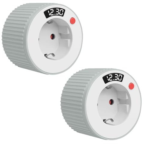 2 Pièces Prise Minuteur, Minuteur Prise Electrique AC230V 16A 3680W, Prise Minuteurs Compte à Rebours avec Affichage LED, 24 Heures Prise Minuterie Intérieure pour Appareils Électroménagers