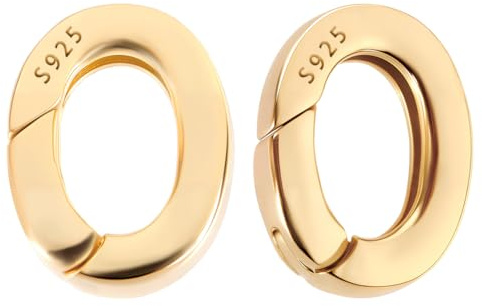 SUNNYCLUE 1 caja de Cierres para Joyería Chapados En Oro Auténtico de 18 quilates, 925 cierres de Resorte de Plata de Ley, Conectores Ovalados para Acortar Collares Y Realzar Anillos de Presión, Clips