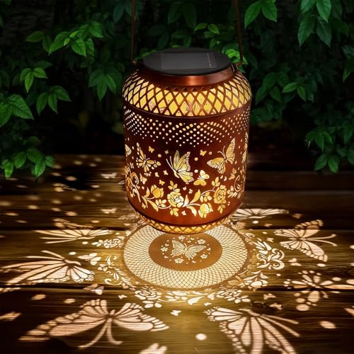 Lanterne Solaire Exterieur, LED Lampe Solaire Decorative, Papillon Suspendue Decoration Jardin Exterieur, Étanche Lanterne Lampes Solaires pour Jardin Extérieur Table Patio Balcon Camping Terrasse(A)