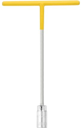 sourcing map T-Handle Wrench Socket 17mm 6-Point Metric Socket with Long Reach Chrome Vanadium Steel for Motorcycle Bicycle Car Repair, Silver-Yellow