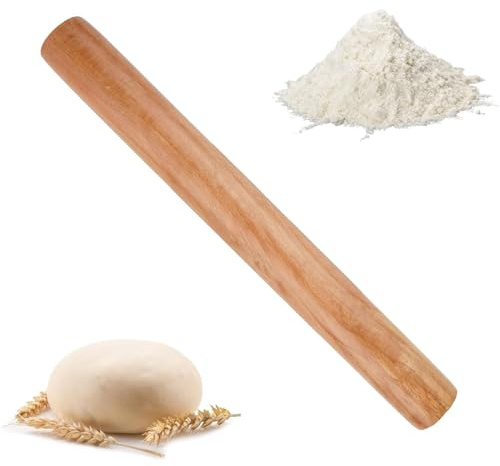 EJRUP Rodillos de Amasar en Madera de Haya, Rodillo de Cocina, Accesorio para Hornear Pizza, Pasta, Galletas, Pastelería, Pan, Fondant (30 x 2,5 cm)