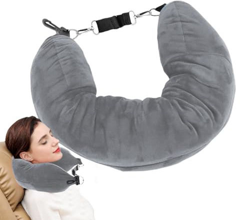 Resenackkudde – elastisk u-formad stoppbar design vuxna, 80 x 18,5 cm bekväm stödkudde, kort plyschtygmaterial | unisex bärbar för familj vänner släktingar flygplan semester väg T