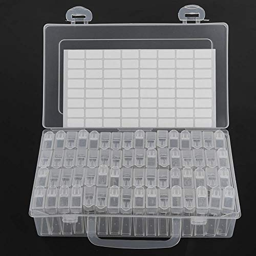 RASTKY Caja de Pintura de Diamantes con 64 Ranuras, Organizador Compacto de Almacenamiento de Cuentas, Estuche de Plástico de Alta Calidad para Manualidades, Adecuado para Pinturas de Diamantes,