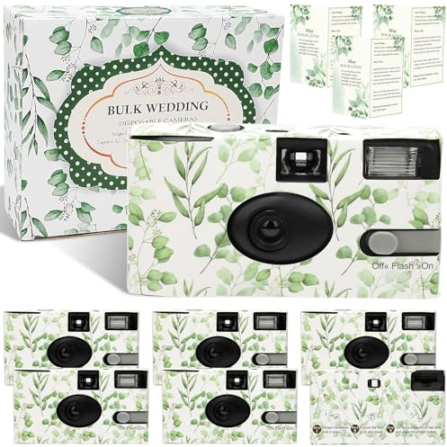 Entallor Lot de 6 appareils photo jetables en vrac pour mariage avec film amélioré de 35 mm, appareil photo jetable à usage unique avec flash, ISO 400, 17 expositions pour l'extérieur, voyage