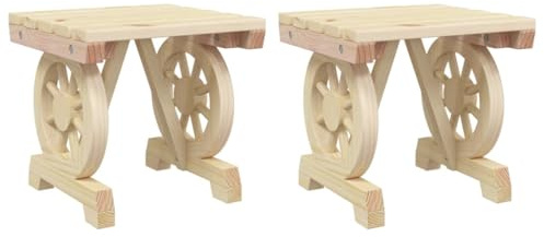 Fengshui Lot de 2 tabourets d'extérieur en sapin massif