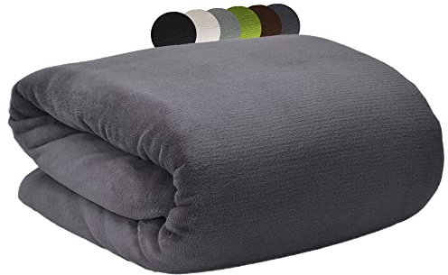 Beautissu XXL Kuscheldecke flauschig Microfaser Fleecedecke Wohndecke Couch | 220x240cm Anthrazit für Bett als Sofa Decken Überwurf Tagesdecke Sofadecke Weiche Flauschige Decke Flauschdecke Aurelia