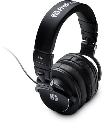 PreSonus HD9 Professional Closed-Back Studio Headphones for recording, playback and monitoring, streaming and podcasting
