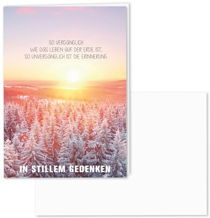younikat 15er Set würdevolle Trauerkarten mit Umschlag I DIN A6 I Natur-Papier I Matt I Beileidskarten Kondolenzkarten mit Natur-Motiv I hochwertig, modern I In stillem Gedenken dv481