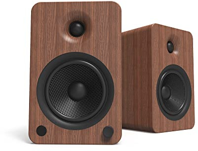 Kanto YU6WALNUT Powered Bookshelf Speakers with Bluetooth and Phono Preamp | 5.25 Kevlar Driver | 200W Peak Power | Pair | Walnut
