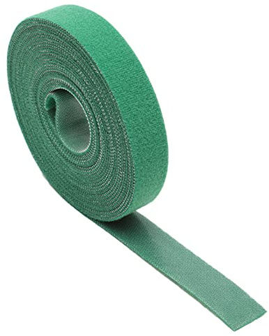 1 Roll Fastening Tape Hook and Loop Reusable Data Cable Tie Cuttable Cable Straps Nylon Plant Tie Self-Adhesive Sticky Cord Organizer Securing Straps for Cable Management (Green,Wide 2cm, Length 3m)