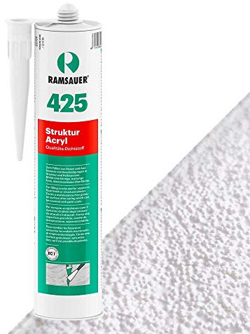 Ramsauer 425 Struktur Acryl - Strukturierte Fugendichtungsmasse für Beton, Gasbeton, Putz, Mauerwerk und Holz (Weiß Grob)