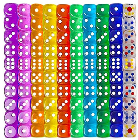 ILamourCar 100 Stücke Sechsseitiger Würfel, Würfel Set, Augenwürfeln, Farben Würfel Set, Stück Würfel Bunt Set, Polyedrisch Würfel Set, 12mm Würfel für Würfelspiele Tischspiele, 10 Farben