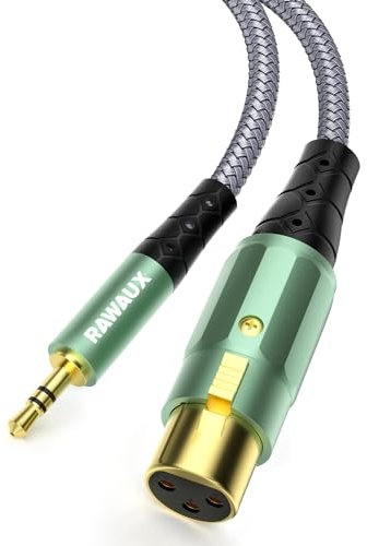RAWAUX 3.5mm auf XLR Kabel 3M, Stereo 3.5mm TRS Mini Klinkenstecker auf XLR Buchse Adapter Unsymmetrische Audio Microfonkabel für Lautsprecher, Verstärker, Kamera, Laptop, iPad