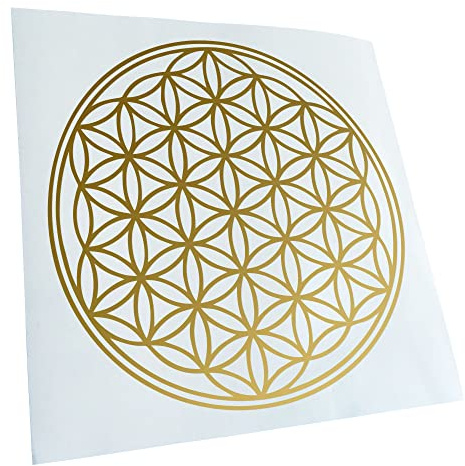 Kiwistar - Autoaufkleber - Gold - 24x24cm Blume des Lebens Baum - Heckscheibe Auto Aufkleber wetterfest für Kfz LKW Mofa Truck - Sticker außen selbstklebend Tuning Zubehör für Fenster Fahrzeug Scheibe