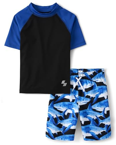 The Children's Place,Short Sleeve Rash Guard and Bottoms,boys,Shark,X-Small