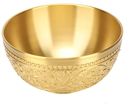 Tyenaza Cuenco Decorativo De Latón Antiguo, Cuenco De Latón De Diseño Tallado único Exquisito Retro, Frutero De Metal para La Decoración del Hogar De La Mesa
