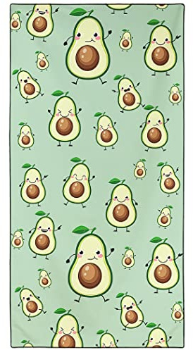 Violetpos Schnell Trocknende und Leichte Strand Handtücher Strandtuch groß 90x180 cm Schnelltrocknendes Mikrofaser Bedrucktes mit Lustig Obst Avocado Grün