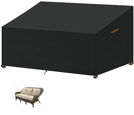 SanGlory Garden Sofa Couch Cover - Outdoor Rattan Garden Furniture 2-3 Seater Bench Waterproof Deep Seat Covers Windproof Seat Couch Covers 180x99x61/89cm