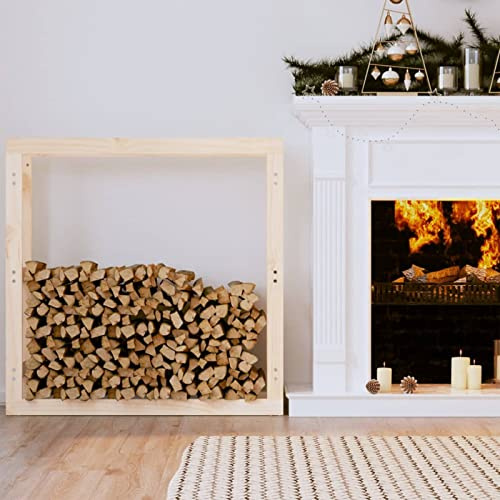 JUNZAI Portalegna 100x25x100 cm in Legno Massello di Pino,Portalegna,Portalegna da Interno ed Esterno, per Camino,Caminetto Stufa Design Moderno