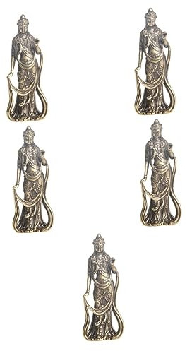 Warmhm 5stücke Bodhisattva Statue Aus Messing Vintage Dekofigur Für Innendekoration Stilvolles Ornament Für Schreibtisch Und Zuhause Einzigartiges Buddhistisches Kunstwerk Für Freunde
