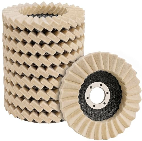 NuoDunco Wool Flap Disc 115mm 10 Pack Premium Wool Felt Grinding Disc Very-Fine Grit for Angle Grinder to Polishing Buffing Metal Wood