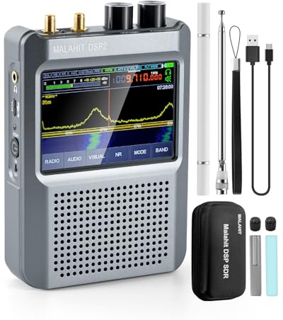 Latest V2.4 Malachite DSP2 SDR Radio Receiver, GOOZEEZOO Shortwave Radio Receiver 10kHz-380MHz & 404MHz-2GHz AM SSB DSB CW NFM WFM Air FT8,RTTY Decoder Function Noise Reduction with 5000mAh Battery