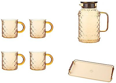 GRFIT Brocca Acqua Bollitore Freddo in Vetro Resistente alle Alte Temperature Tazza da tè di Grande capacità Set di Tazze for Acqua Fredda for bollitore Domestico Caraffa Acqua (Color : A)