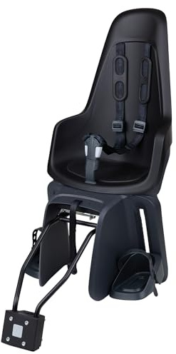 BOBIKE 8012200017 - Silla Bicicleta Trasera One Maxi 1P&E-BD para Portaequipajes y Cuadro – Versátil con Opciones de Montaje Dual, para niños de 9 Meses a 6 años, hasta 22 kg, Negro Urbano