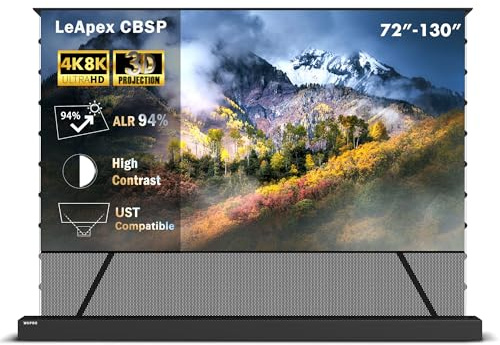 WUPRO LeApex Pantalla de Proyección Retráctil Eléctrica CBSP ALR-Pantalla Inteligente 4K/8K Ultra HD 3D Activo de 92 Pulgadas para Proyector de Ultracorta Distancia