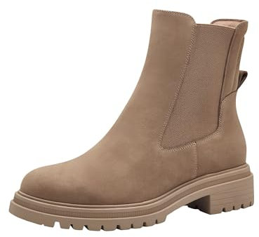 Tamaris Damen Chelsea Leder bequem; CAMEL, EU 39