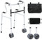Eulenke Andador para personas mayores, caballete plegable con 2 ruedas, andador para adultos, altura regulable, aluminio, antideslizante, estable, hasta 180 kg, color plateado